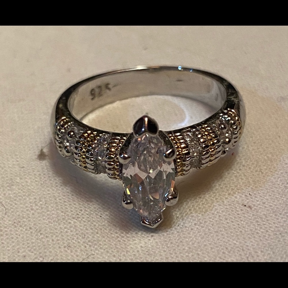 Silver ring with cubic zirconia size 9